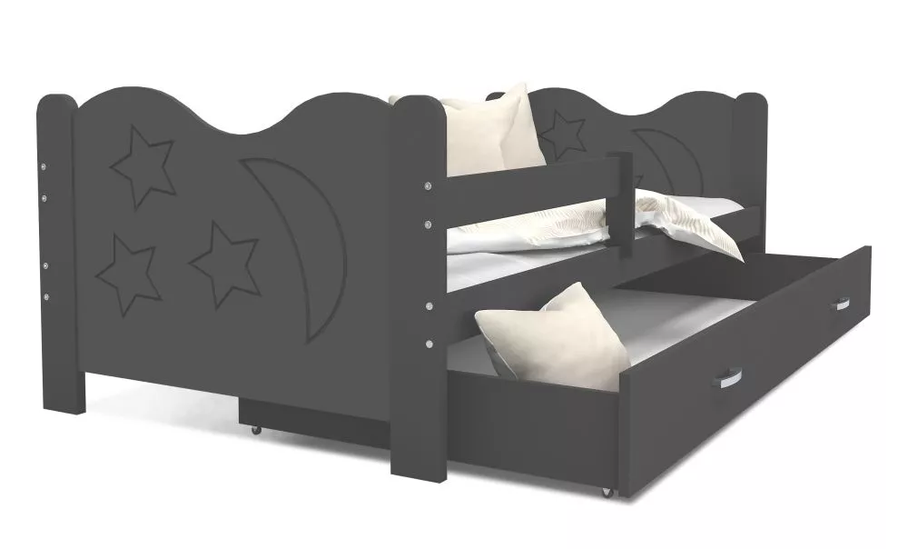 Bērnu gulta Mikolaj MDF 80x160 ar stelāžu Guļamvietas platums: 80 cm, Guļamvietas garums: 160 cm, · 86 × 164 × 62 cm