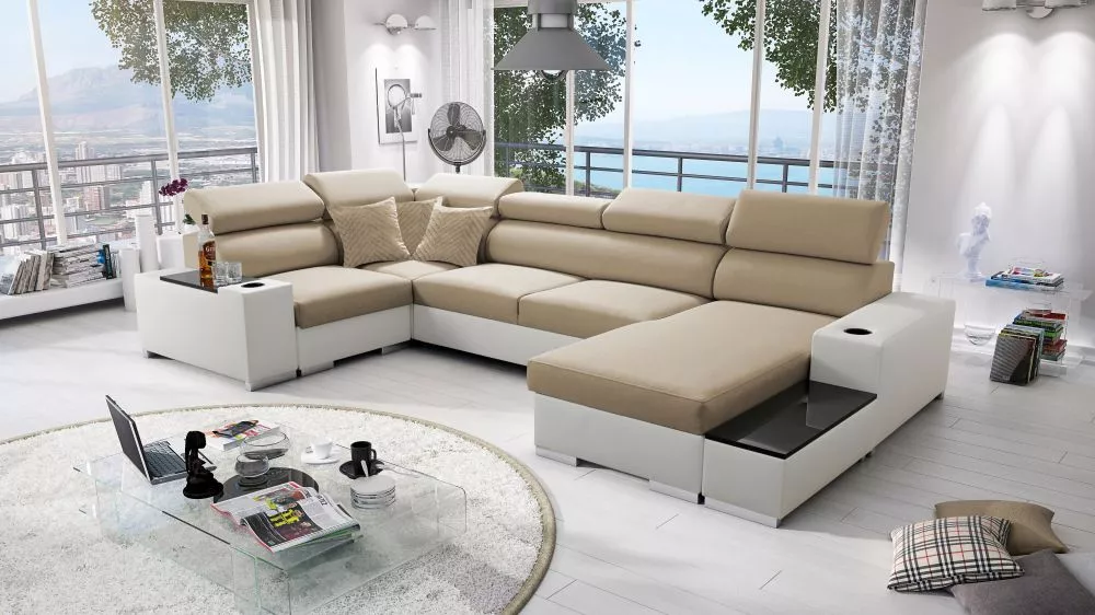 Dīvāns Perseo 4 Maxi Standard · Krēms + balts · 205 × 358 × 95 cm