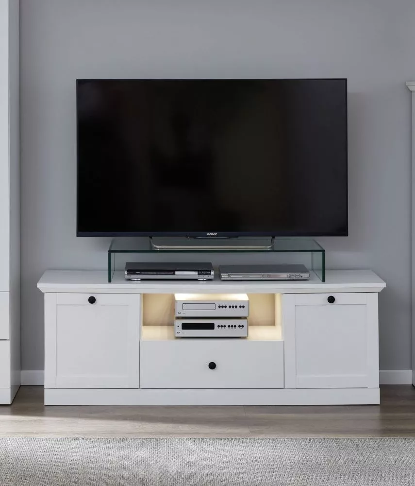 TV tumba Baxter 09 ar LED · Balts · 138 × 41 × 49 cm