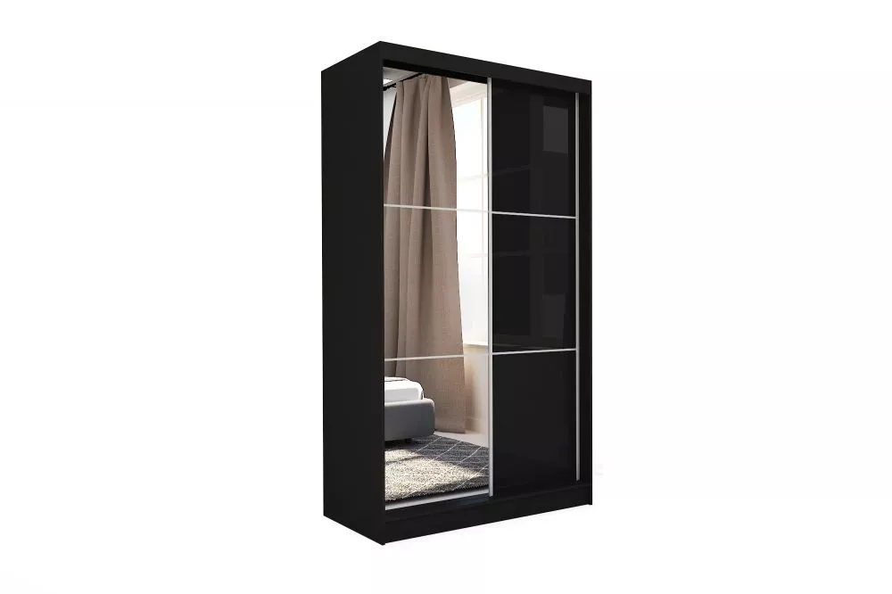 Skapis Viviana ar LED · Melna · 150 × 61 × 216 cm