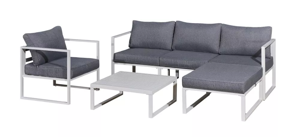Komplekts Mostrare Personu skaits: 5, Korpusa krāsa: balts, Elementu krāsa: pelēks, · 204 × 67 × 63 cm