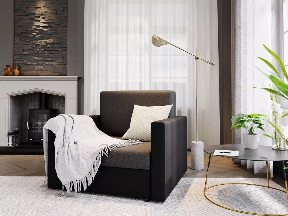 Dīvāns Heven 80 Classic Standard · Tumši pelēks + melns · 98 × 96 × 92 cm