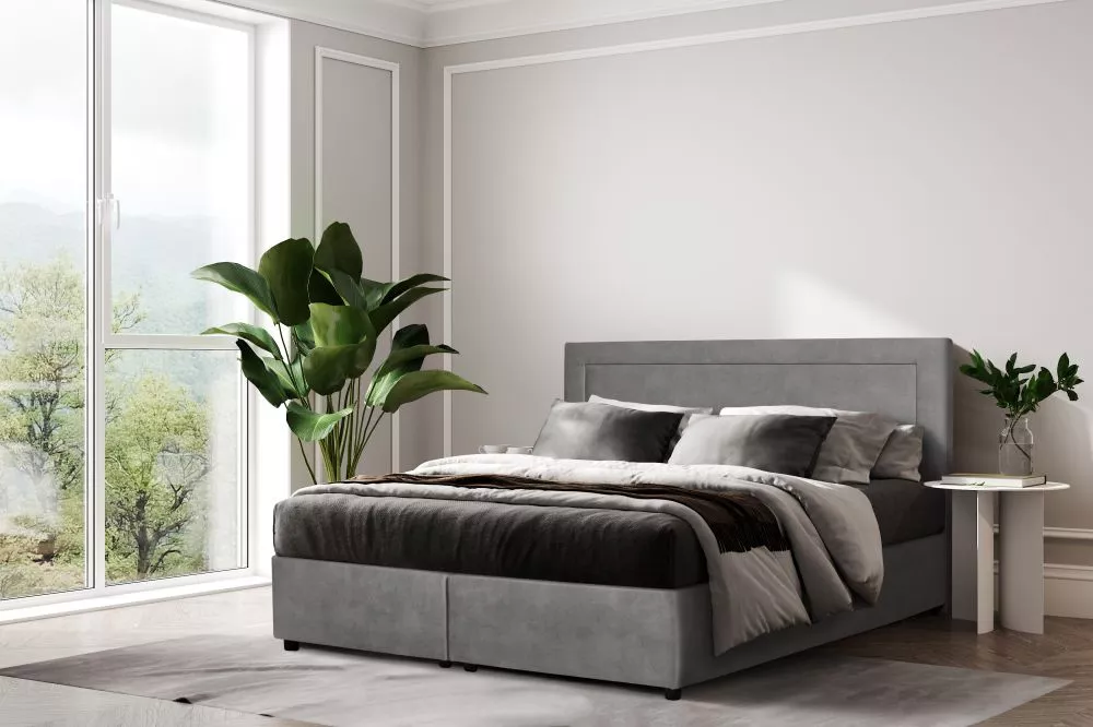 Gulta Rimini 2 Boxspring Standard Guļamvietas platums: 160 cm, Guļamvietas garums: 200 cm, · Pelēks · 160 × 210 × 115 cm