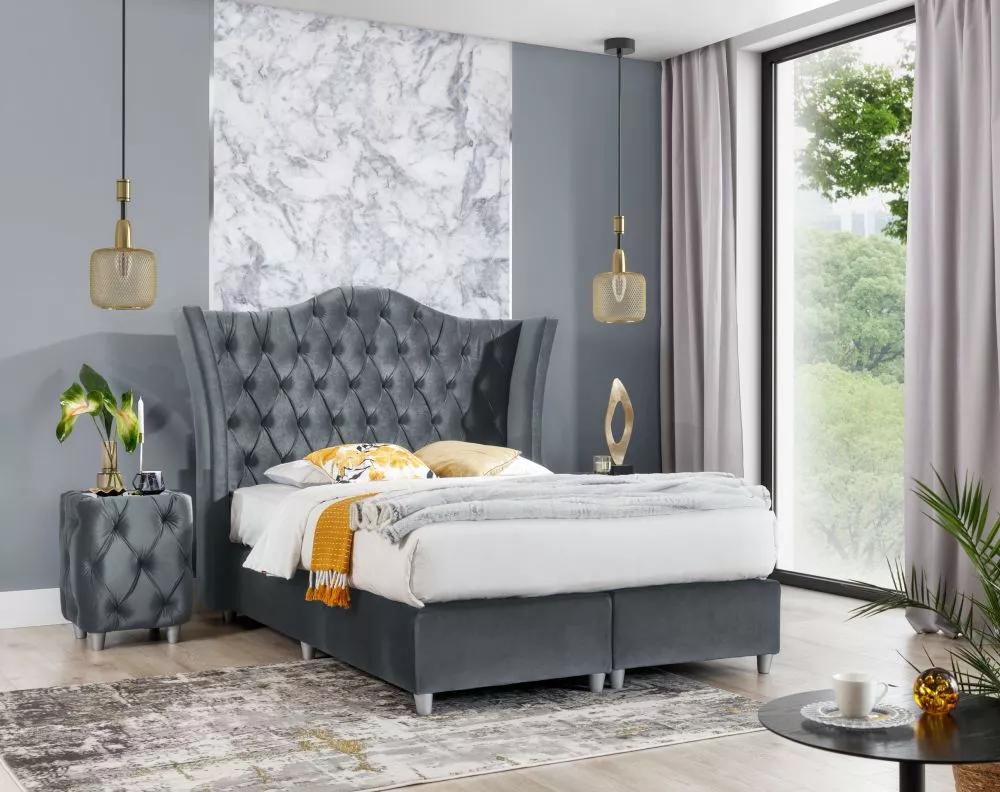 Gulta Grey Classic Standard Guļamvietas platums: 160 cm, Guļamvietas garums: 200 cm, · Tumši pelēks · 200 × 209 × 147 cm