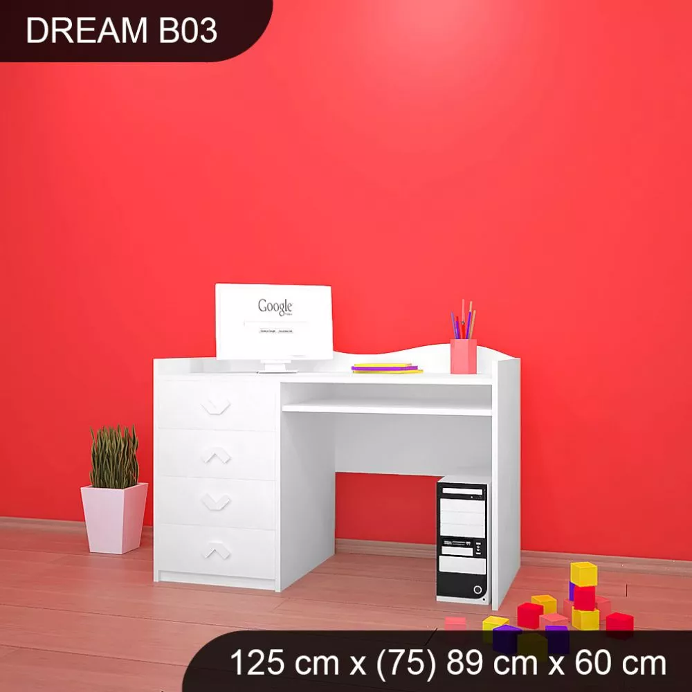 Bērnu rakstāmgalds Dream B03 Maksimālais augstums: 89 cm, · 125 × 75 × 60 cm