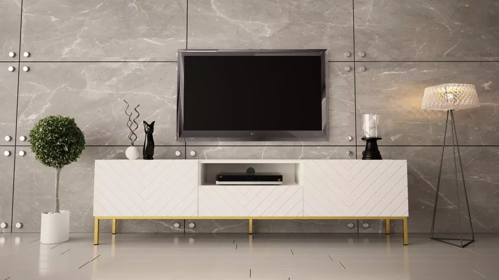 TV tumba Ginax RTV · Balts · 190 × 37 × 51 cm
