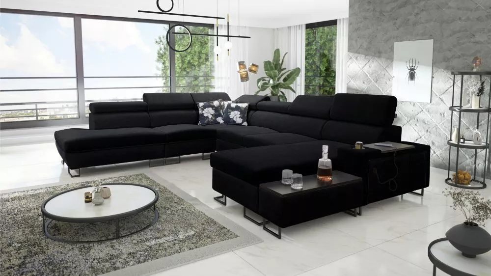 Dīvāns Melody 10 Premium Standard · Melns · 295 × 363 × 84 cm