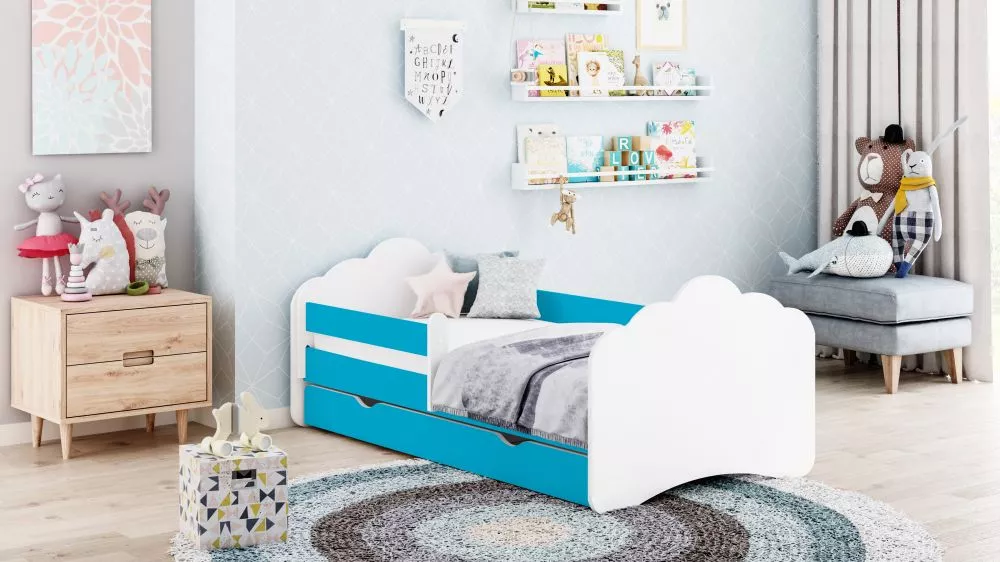 Bērnu gulta Mobi ar stelāžu Guļamvietas platums: 90 cm, Guļamvietas garums: 180 cm, · 102 × 188 × 65 cm