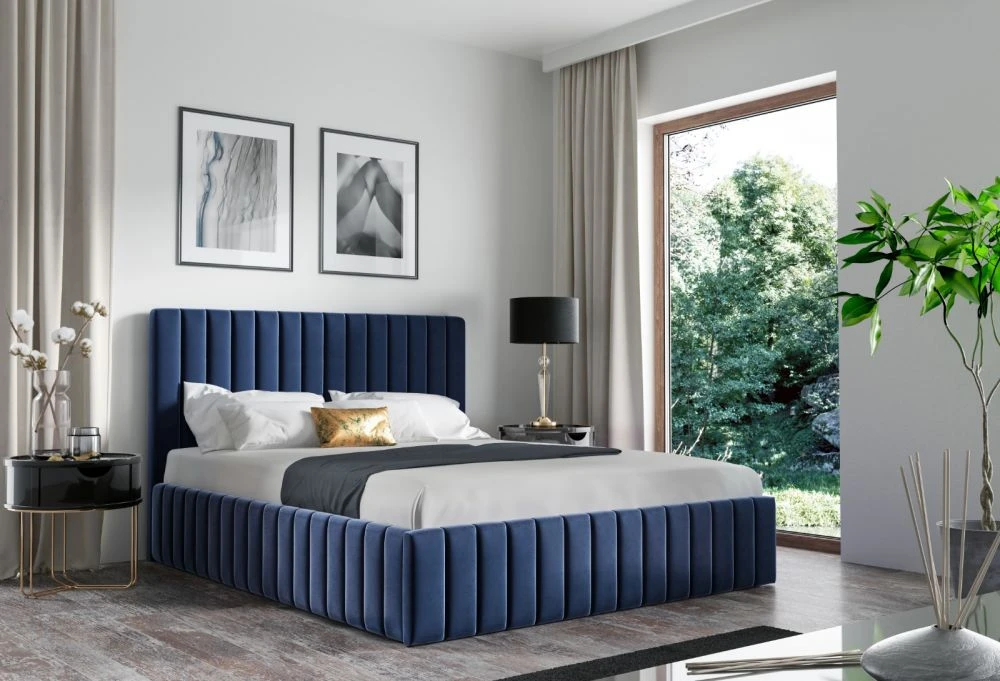 Gulta PK24 Basic ar stelāžu Guļamvietas platums: 90 cm, Guļamvietas garums: 200 cm, stelāžas tips: koka, · Zila · 108 × 