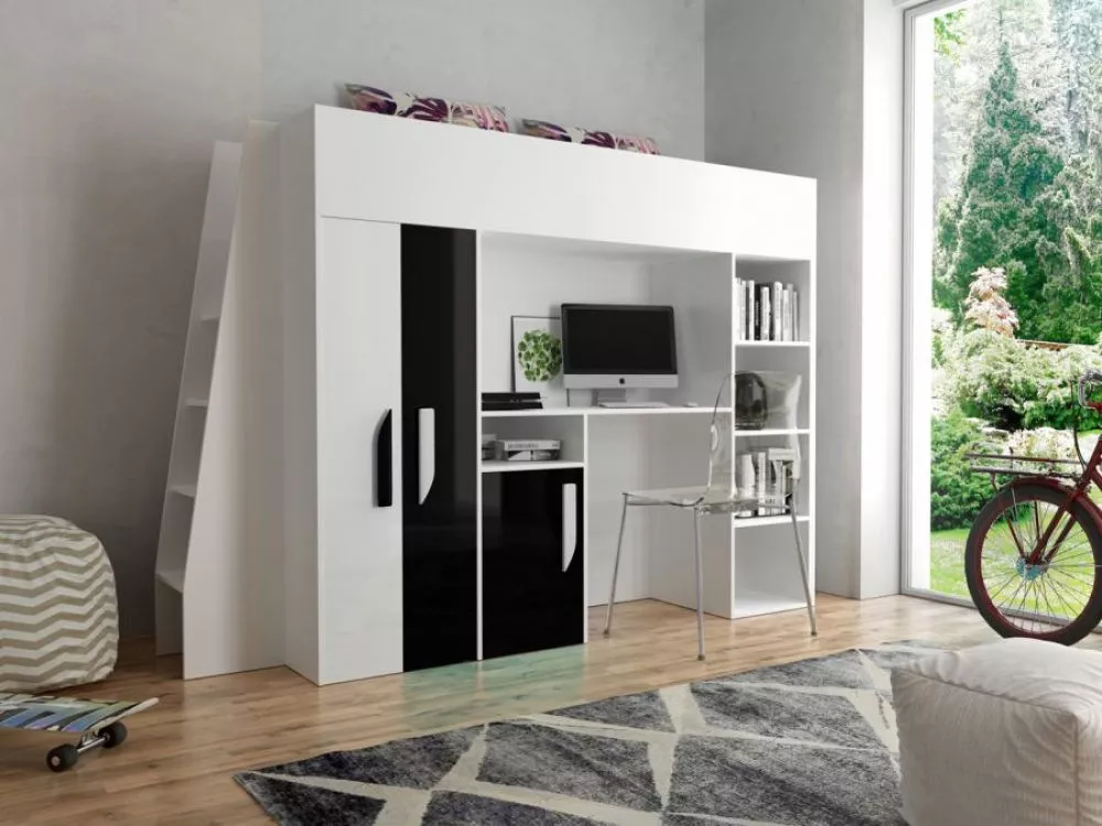 Bērnu gulta Party 15 ar stelāžu Guļamvietas platums: 90 cm, Guļamvietas garums: 200 cm, · 95 × 230 × 165 cm