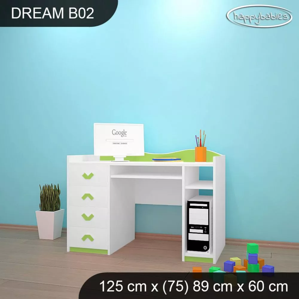 Bērnu rakstāmgalds Dream B02 Maksimālais augstums: 89 cm, · 125 × 75 × 60 cm