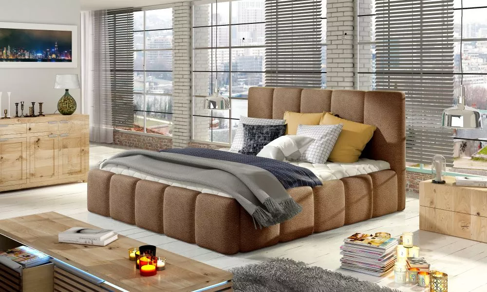Gulta Edvige Lux standard ar stelāžu Guļamvietas platums: 140 cm, Guļamvietas garums: 200 cm, · Gaiši brūns · 160 × 220 