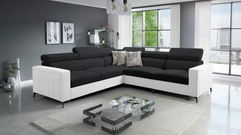 Dīvāns Baltico 4 Standard · Melns + balts · 275 × 275 × 83 cm