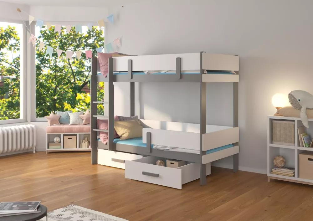 Bērnu gulta Etiona Colour ar stelāžam Guļamvietas platums: 90 cm, Guļamvietas garums: 200 cm, · 103 × 208 × 156 cm