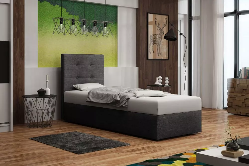 Gulta Duo 1 80/90 Boxspring Standard Guļamvietas platums: 80 cm, Guļamvietas garums: 200 cm, · Tumši pelēks · 85 × 207 ×