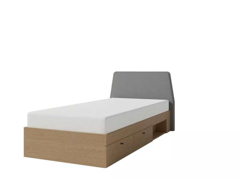 Gulta Alessio AE12/13 ar stelāžu Guļamvietas platums: 90 cm, Korpusa krāsa: ozols, Guļamvietas garums: 200 cm, · 104 × 2
