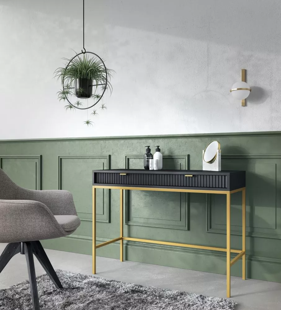 Kosmētikas galds Nova Gold T-104 · Melns · 104 × 78 × 50 cm