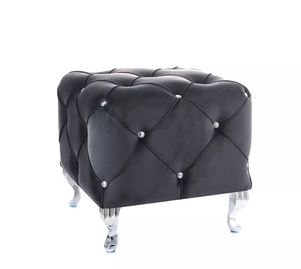 Pufs Hestia K Velvet Auduma numurs: Bluvel 19, · Melns · 50 × 46 × 50 cm