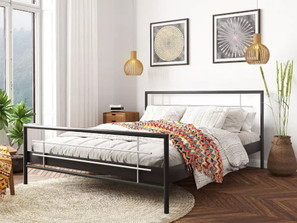 Gulta Mira S ar stelāžu Guļamvietas platums: 120 cm, Guļamvietas garums: 200 cm, · Melns · 127 × 206 × 87 cm