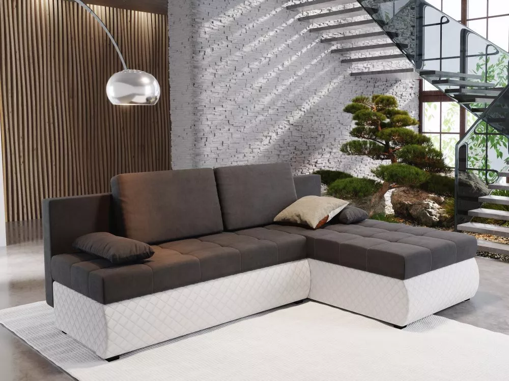 Dīvāns Bolt Standard · Pelēks + balts · 148 × 214 × 85 cm