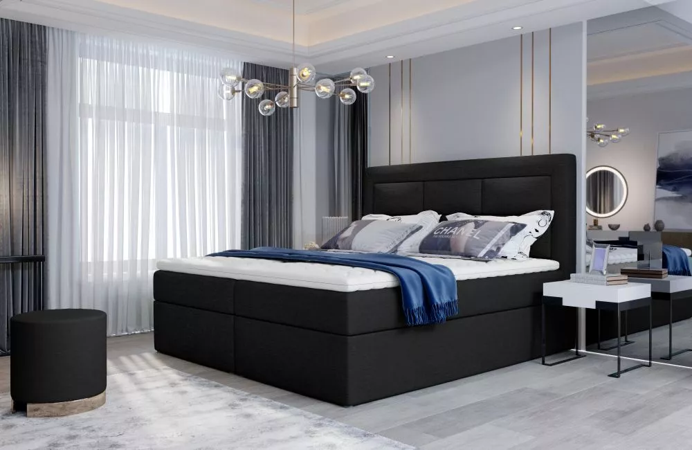 Gulta Vivre Boxspring standard Guļamvietas platums: 180 cm, Guļamvietas garums: 200 cm, · Melns · 180 × 215 × 115 cm