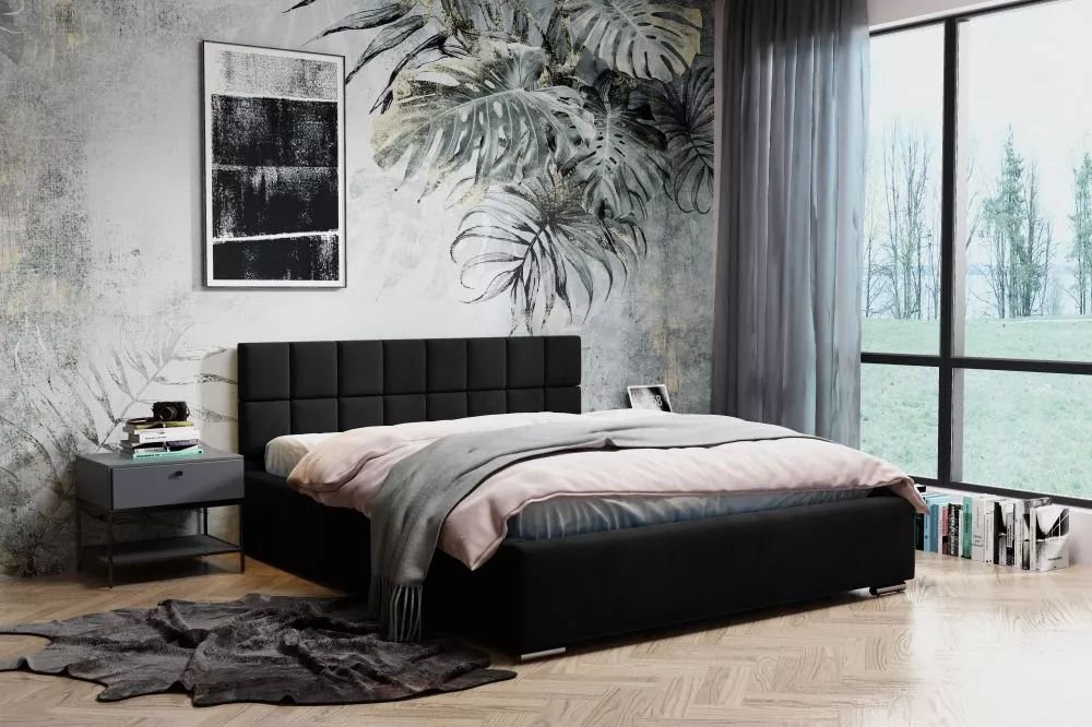 Gulta Hugo Velvet Standard ar stelāžu Guļamvietas platums: 140 cm, Guļamvietas garums: 200 cm, stelāžas tips: koka, · Me