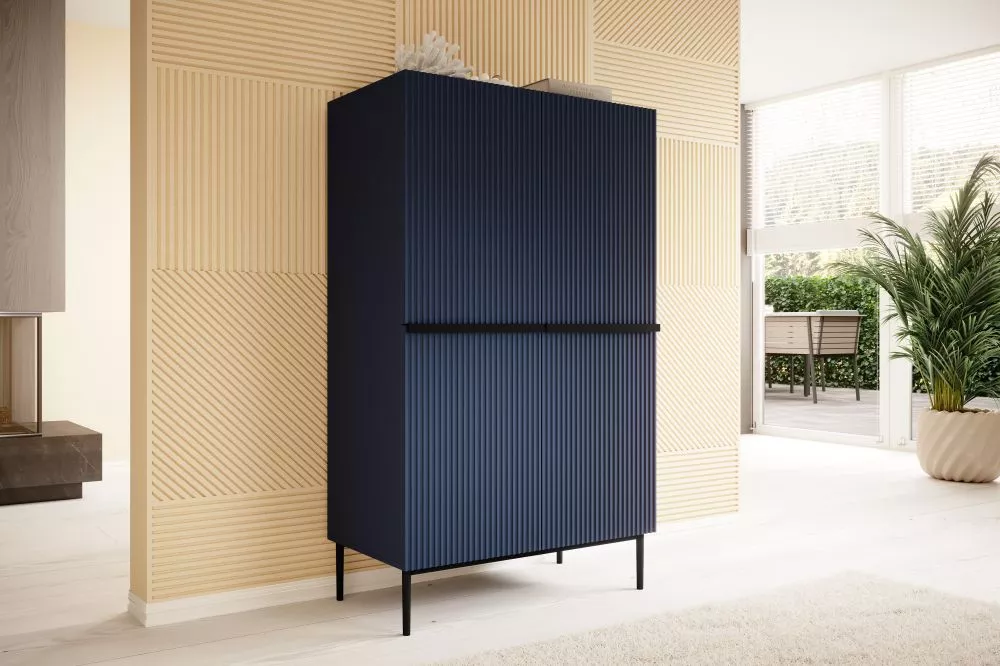 Grāmatu skapis Nicole K100 2D2SZ Black · Zils · 100 × 45 × 160 cm