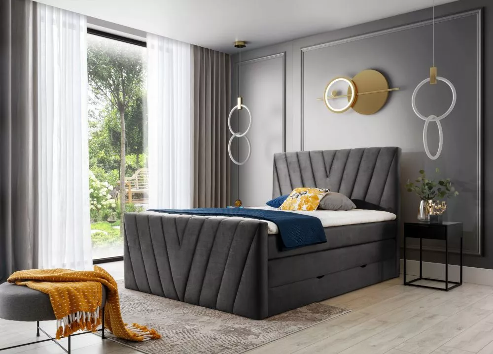 Gulta Candice Boxspring Lux standard Guļamvietas platums: 160 cm, Guļamvietas garums: 200 cm, · Tumši pelēks · 160 × 220