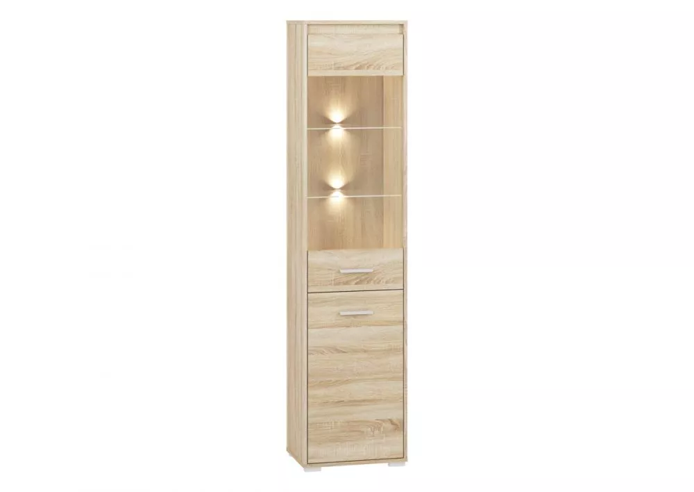 Grāmatu skapis Avo 05 ar LED Korpusa krāsa: sonoma, Elementu krāsa: sonoma, · 48 × 34 × 200 cm