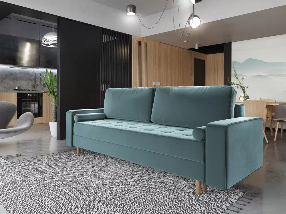 Dīvāns Prima Sofa standard · Gaiši zils · 91 × 238 × 90 cm