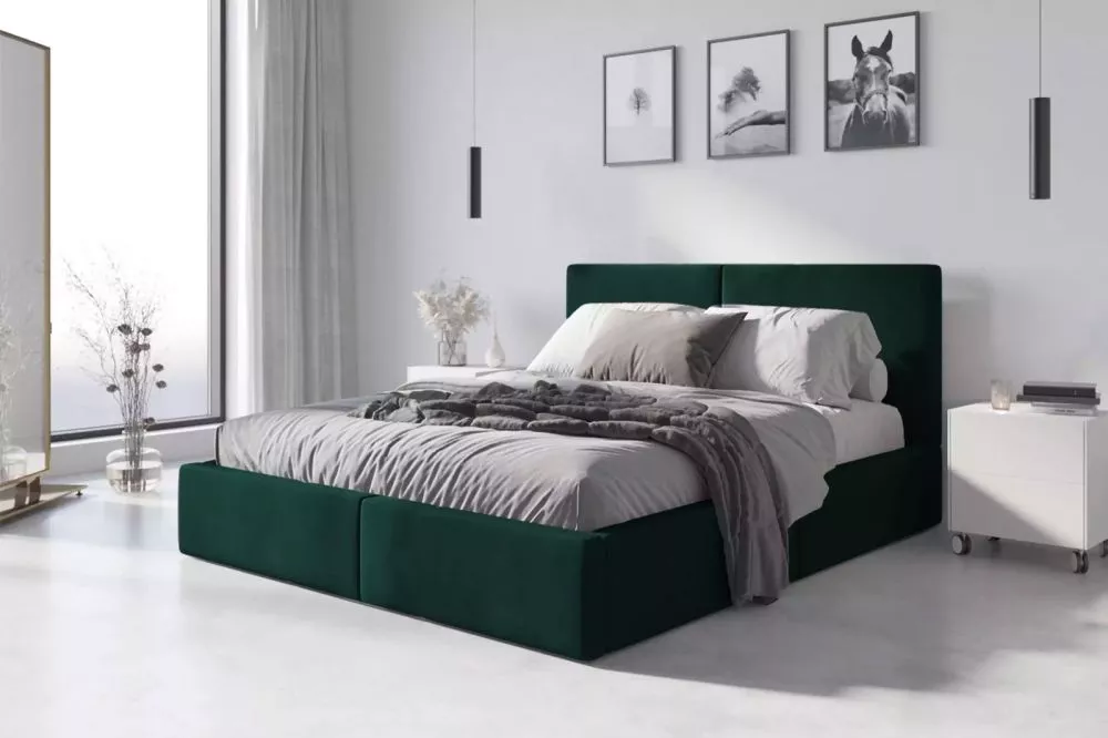 Gulta Hilton New ar stelāžu Guļamvietas platums: 160 cm, Guļamvietas garums: 200 cm, stelāžas tips: metāla, · Zaļš · 171