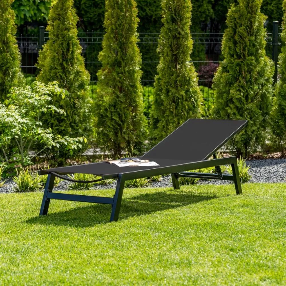 Sauļošanās krēsls Lord lounger · Melns · 55 × 191 × 31 cm