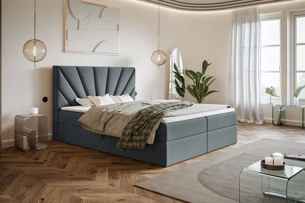 Gulta Box 6 Boxspring standard Guļamvietas platums: 160 cm, Guļamvietas garums: 200 cm, · Tumši pelēks · 160 × 214 × 112