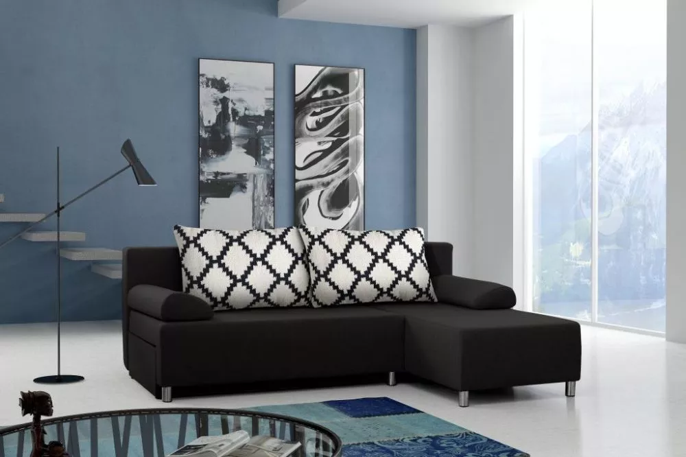 Dīvāns Rico F Standard · Melns · 150 × 205 × 85 cm