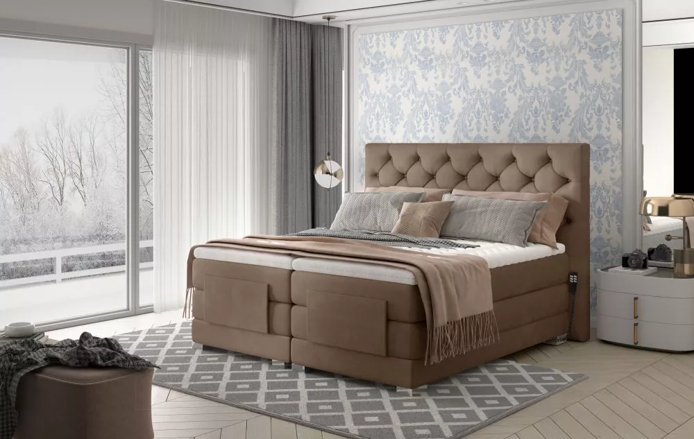 Gulta Clover Electric Boxspring Lux standard Guļamvietas platums: 160 cm, Guļamvietas garums: 200 cm, · Brūns · 178 × 21