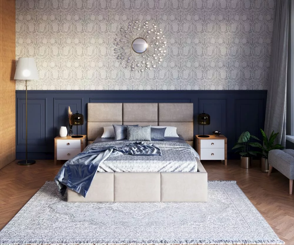 Gulta Denver Premium Standard ar stelāžu Guļamvietas platums: 140 cm, Guļamvietas garums: 200 cm, stelāžas tips: metāla,