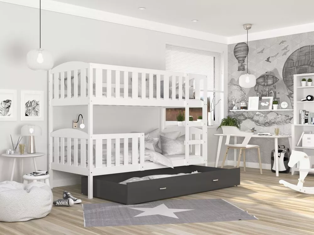 Bērnu gulta Kubus MDF 80x190 ar stelāžām Guļamvietas platums: 80 cm, Guļamvietas garums: 190 cm, · 86 × 198 × 158 cm