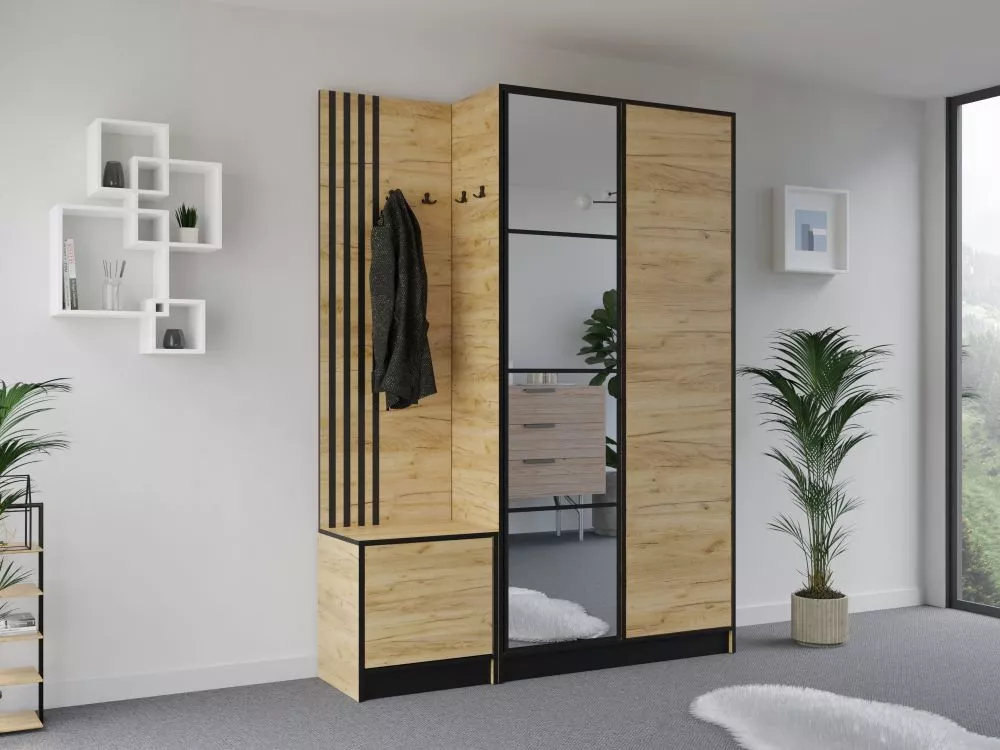 Koridora iekārta Eden Plus 13 · Ozols craft zelts · 158 × 39 × 205 cm