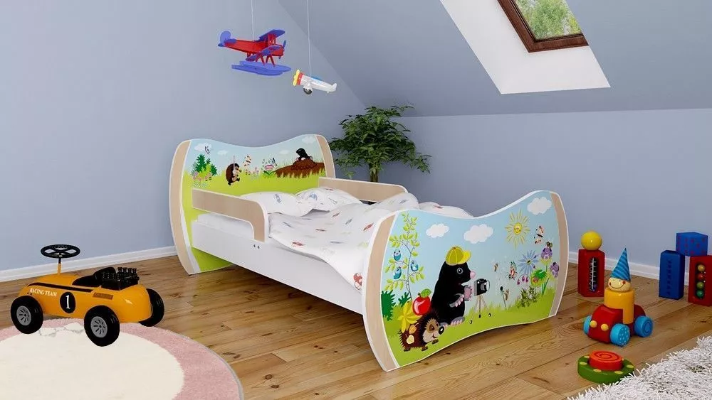 Bērnu gulta Dream L01 140x70 DM18 ar stelāžu Guļamvietas platums: 70 cm, Guļamvietas garums: 140 cm, · 94 × 144 × 71 cm