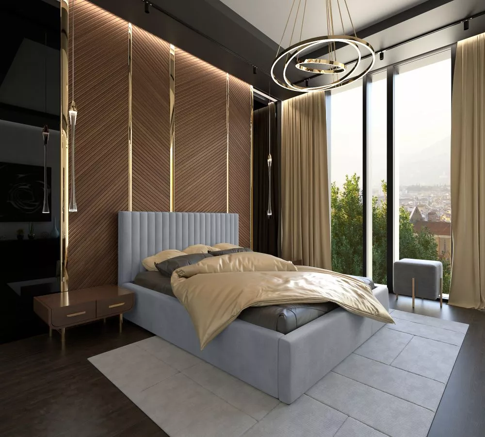 Gulta Vegas 01 Monolith Standard ar stelāžu Guļamvietas platums: 160 cm, Guļamvietas garums: 200 cm, stelāžas tips: koka