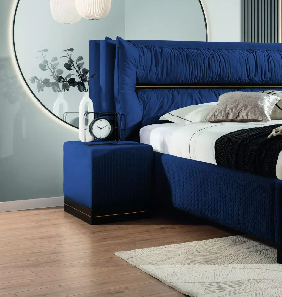 Pufs Tuluza Velvet Auduma numurs: Magic Velvet 2216 / Magic Velvet Deluxe 2216, · Zils · 63 × 49 × 43 cm