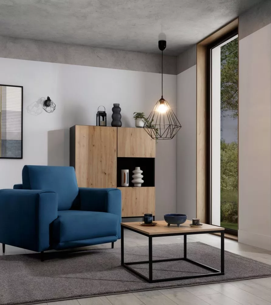 Lampa Benigne 1 veids: piekaramā, · Melns · 35 × 35 × 90 cm