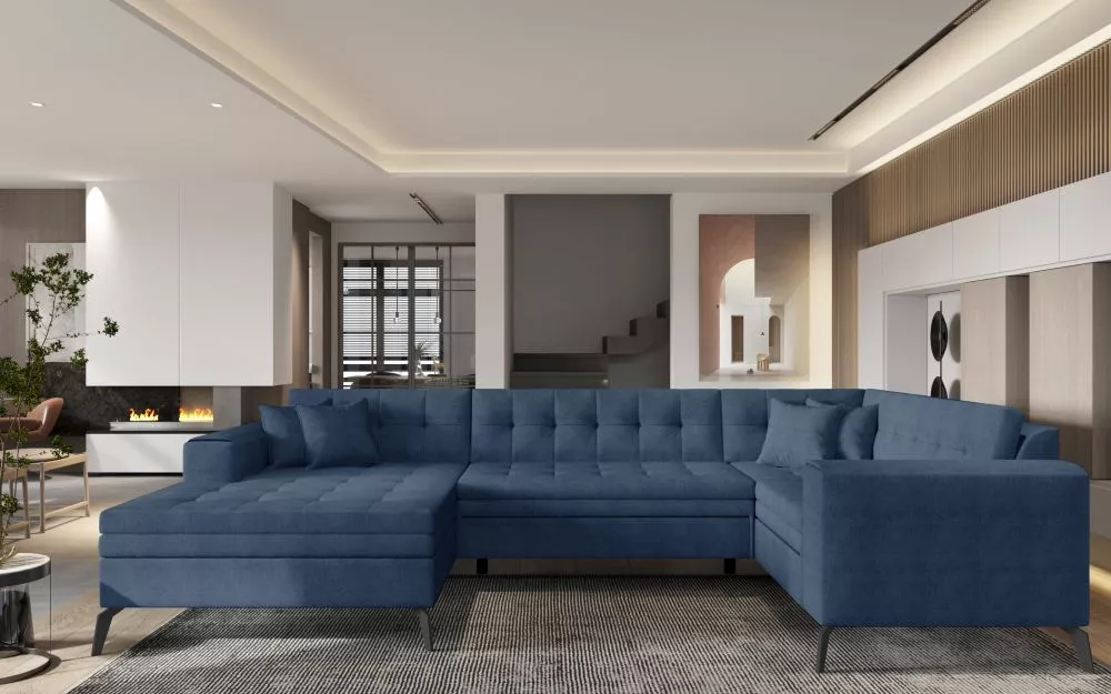 Dīvāns Montez standard · Zils · 180 × 340 × 93 cm