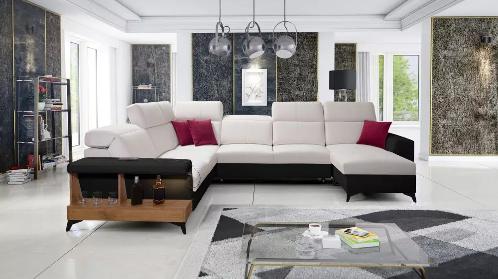 Dīvāns Belutti 8 Lancelot Standard · Krēma + melns · 288 × 362 × 84 cm