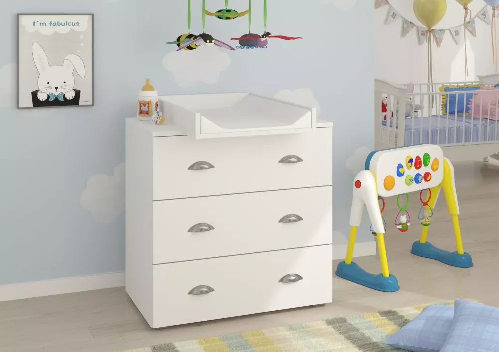 Kumode Mia Kids Ar pārtinamo matraci: 1, Ar pārtinamo virsmu: 1, · Balts · 80 × 48 × 90 cm
