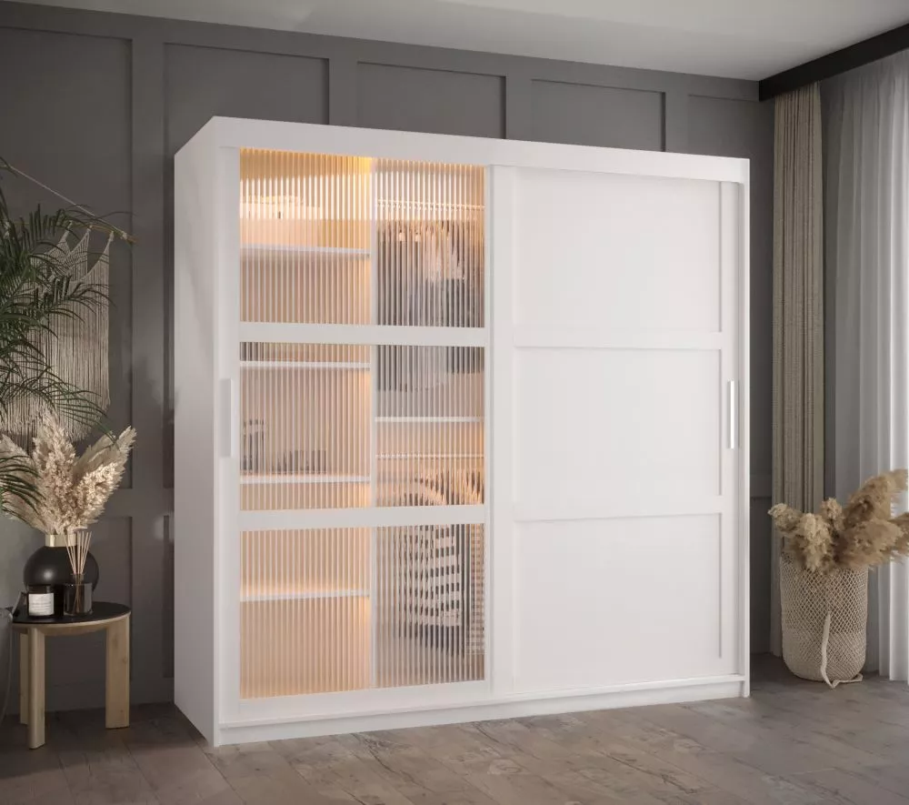Skapis Flutes 3 ar LED · Balts · 180 × 62 × 200 cm
