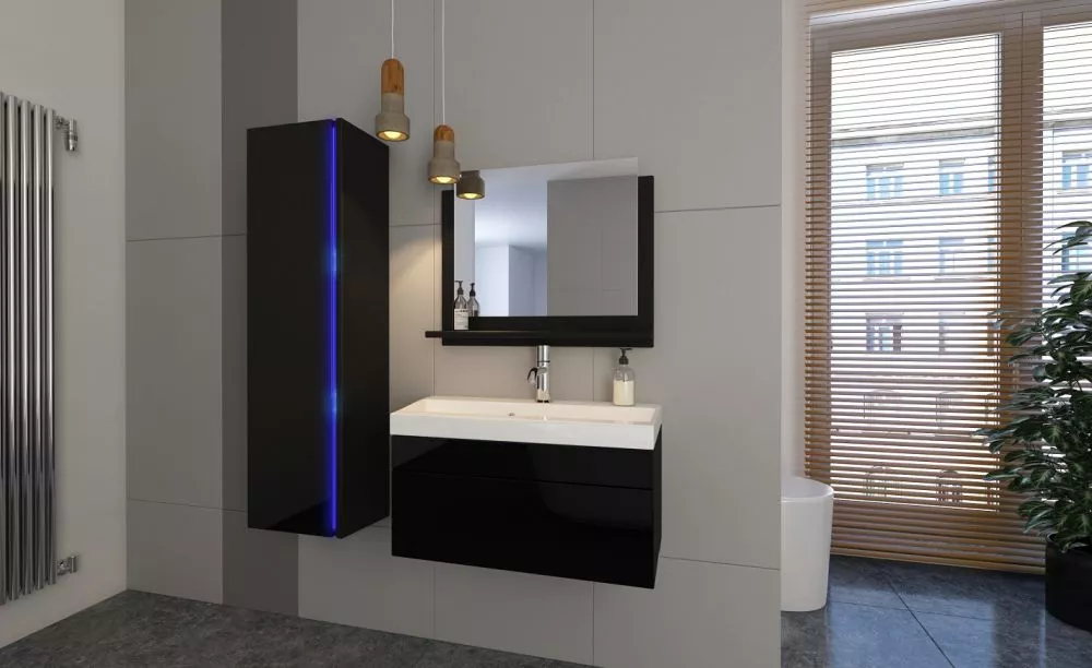 Vannas istabas komplekts Dream 1 80 ar LED · Melns · 110 × 110 × 42 cm