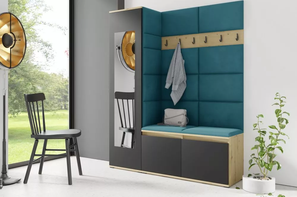 Apavu plaukts Emi 14 Trinity Korpusa krāsa: ozols artisan + melns, · 145 × 185 × 40 cm