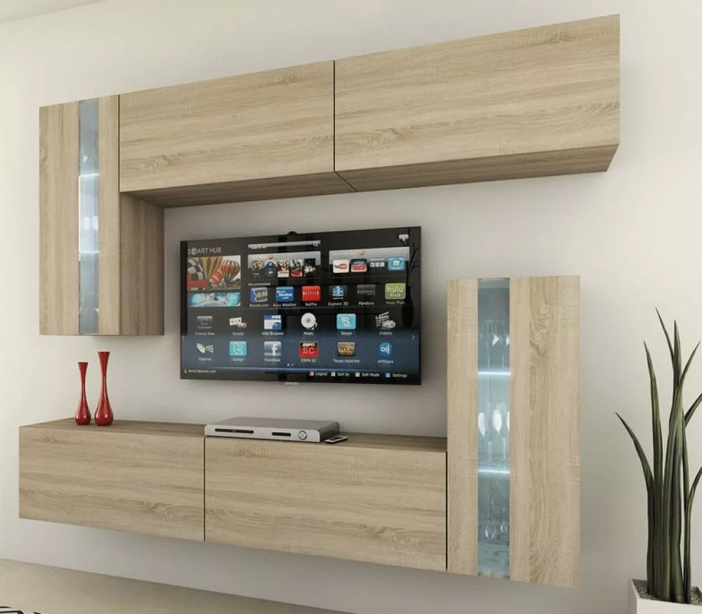 Sekcija Concept 30 ar LED · Ozols sonoma · 203 × 35 × 165 cm