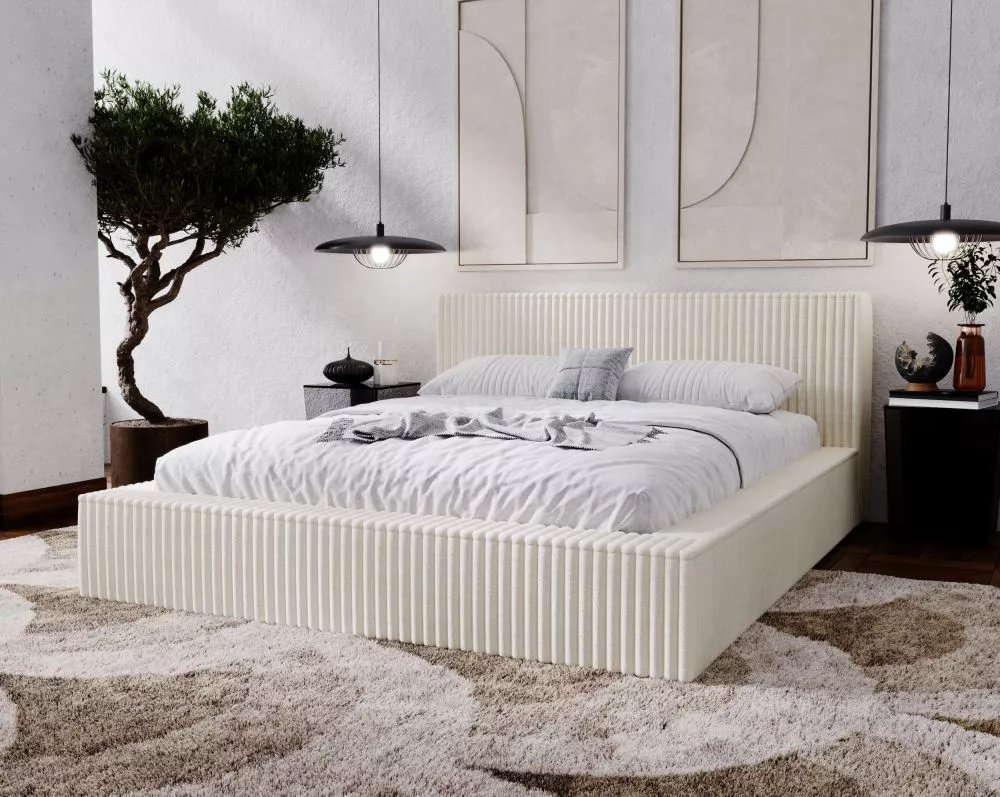 Gulta Tilo Standard ar stelāžu Guļamvietas platums: 160 cm, Guļamvietas garums: 200 cm, stelāžas tips: koka, · Gaiši bēš